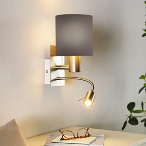 Applique per camera da letto marrone antracite luce da lettura eglo pasteri