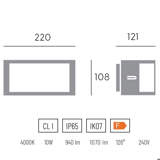 Applique per esterno balcone moderno led 4000k grafite ip65