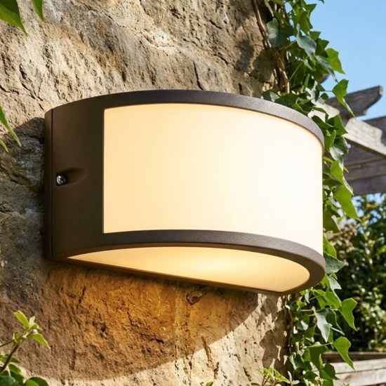 Applique da esterno design curvo color caffè led 4000k ip65