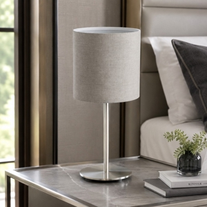 Abat-jour lampada da comodino paralume grigio per camera da letto moderna eglo pasteri