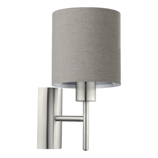 Applique da parete con paralume in tessuto cilindro grigio moderna eglo pastera