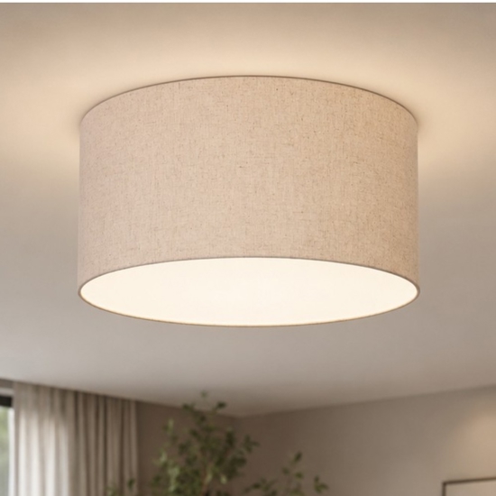 Plafoniera cilindro di tessuto lino da soffitto eglo feniglia
