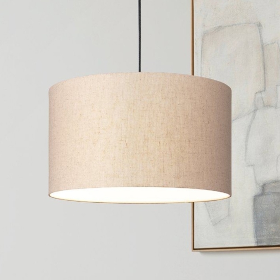 Lampadario a sospensione paralume cilindro di lino eglo feniglia
