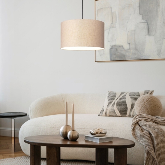 Lampadario a sospensione paralume cilindro di lino eglo feniglia