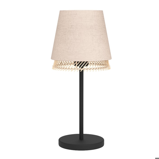 Abat-jour lampada da comodino con paralume lino legno eglo tabley per camera da letto