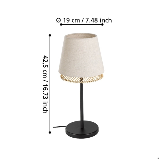 Abat-jour lampada da comodino con paralume lino legno eglo tabley per camera da letto