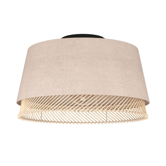 Plafoniera da soffitto in tessuto lino con inserti in legno eglo tabley
