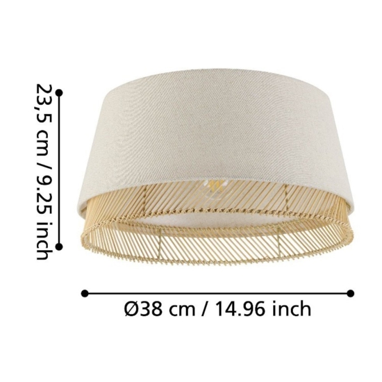 Plafoniera da soffitto in tessuto lino con inserti in legno eglo tabley