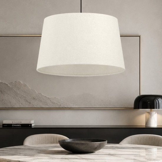 Lampadario a sospensione paralume cono di tessuto bianco eglo febres