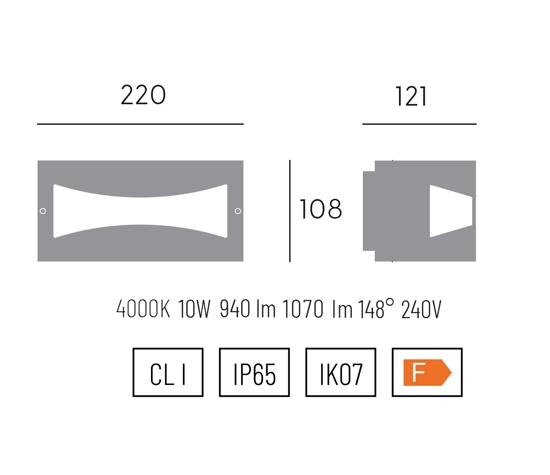 Applique da esterno moderna grafite led 4000k ip65