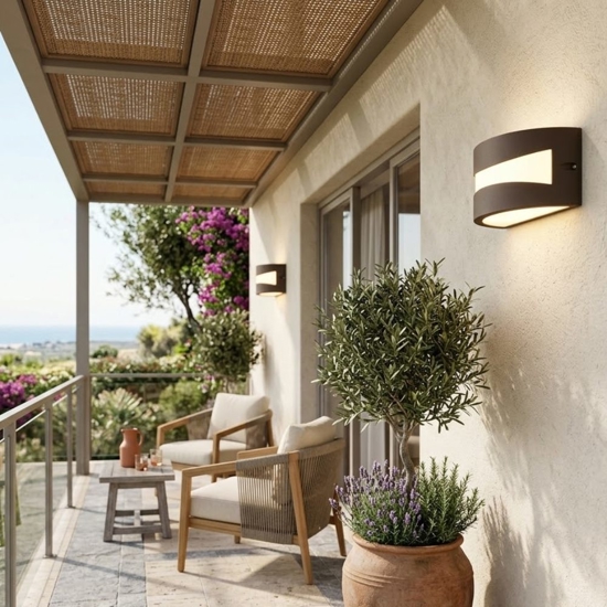 Applique da esterno balcone caffé design moderno 4000k ip65