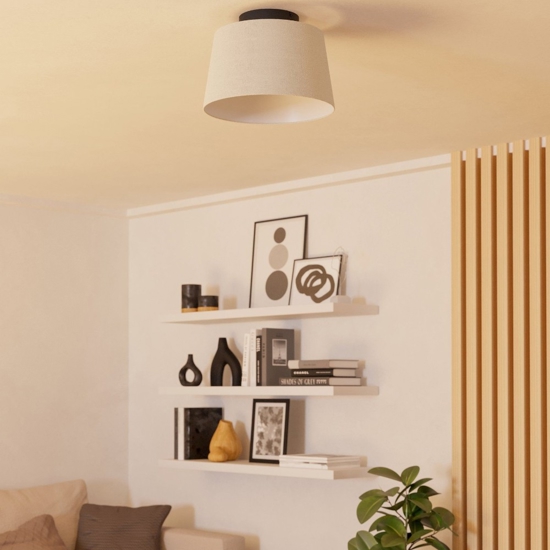 Plafoniera da soffitto cono di tessuto bianco eglo febres