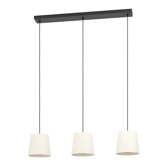 Lampadario 3 pendenti di tessuto bianco per sala da pranzo eglo febres