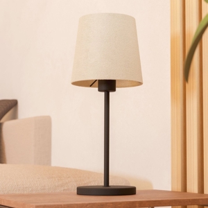 Lampada da comodino nera paralume tessuto bianco eglo febres per camera da letto