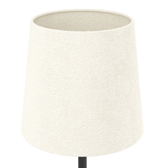 Lampada da comodino nera paralume tessuto bianco eglo febres per camera da letto
