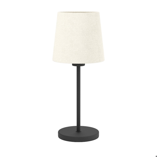 Lampada da comodino nera paralume tessuto bianco eglo febres per camera da letto