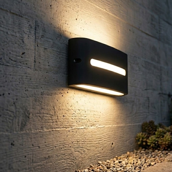 Segnapasso da esterno led 3000k grafite a parete senza incasso ip65
