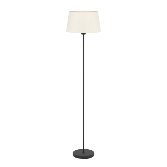 Piantana lampada da terra nera paralume in tessuto bianco eglo febres