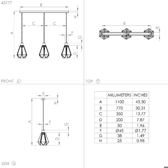 Lampadario con 3 pendenti a sospensione di tessuto intrecciato nero marrone eglo adwickle