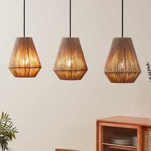 Lampadario 2 pendenti di tessuto marrone eglo alderney per sala da pranzo