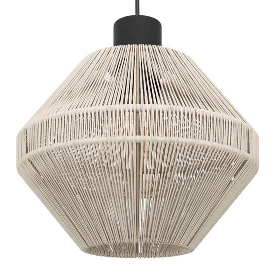 Lampadario 3 pendenti a diamante di canapa crema eglo midsumer per sala da pranzo