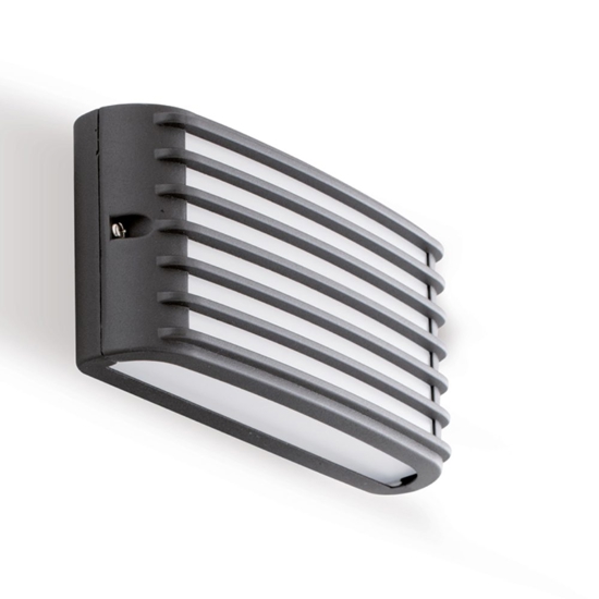 Applique rettangolare per esterno grafite design griglia led 3000k ip65