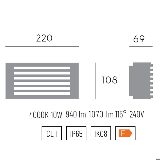 Applique per esterno balcone rettangolare bianca led 4000k ip65