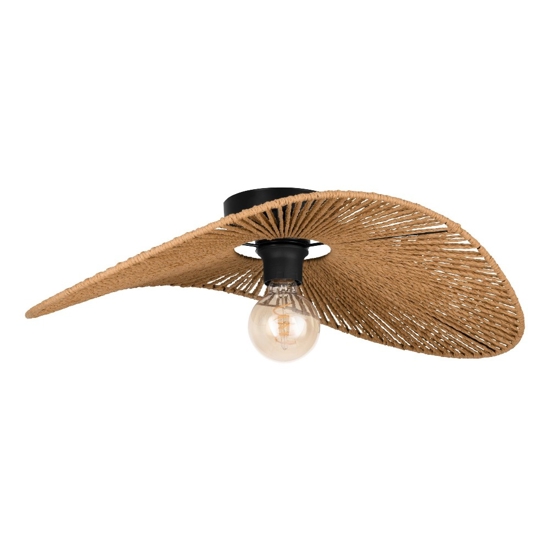 Plafoniera con paralume cappello di filo in tessuto marrone eglo siruela