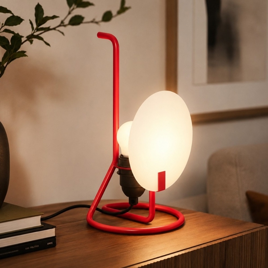 Bugia stilnovo lampada da tavolo rossa e27 moderna