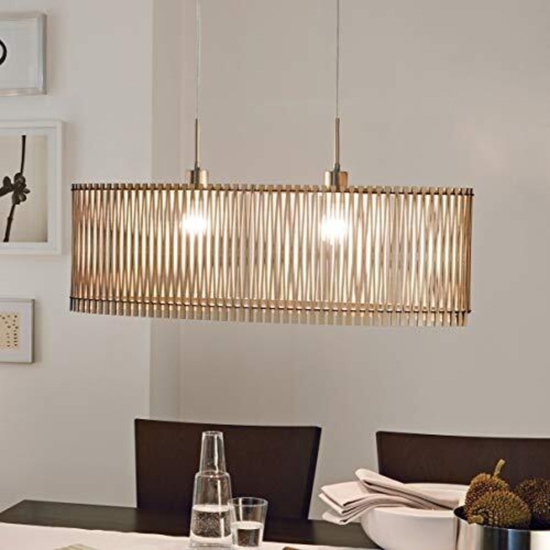 Lampadario a sospensione ovale legno acero per tavolo sala da pranzo moderna