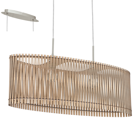 Lampadario a sospensione ovale legno acero per tavolo sala da pranzo moderna