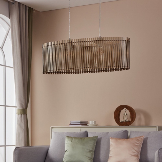 Lampadario a sospensione ovale legno acero per tavolo sala da pranzo moderna