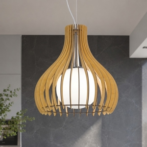 Lampadario per cucina moderna 50 cm legno acero eglo tindori