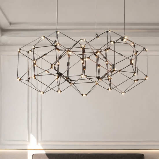 Lampadario nero per camera da letto moderna design costellazione led 22w 3000k