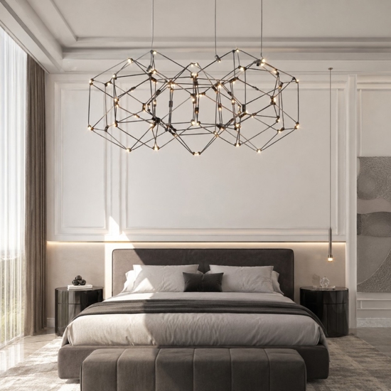 Lampadario nero per camera da letto moderna design costellazione led 22w 3000k