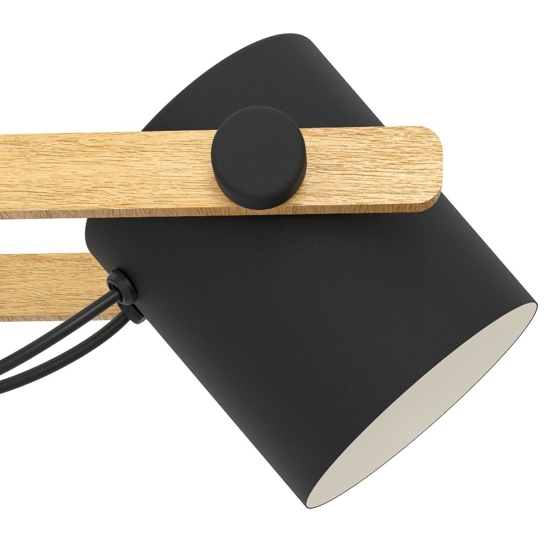 Lampadario a sospensione di legno con faretti neri per cucina sala da pranzo eglo hornwood