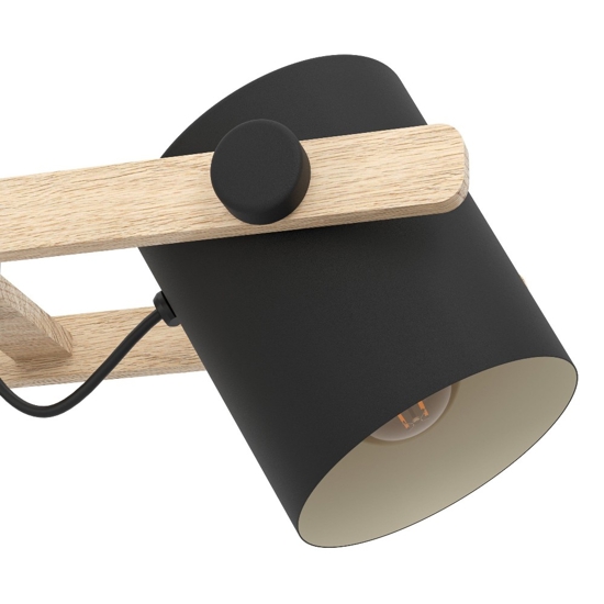 Lampadario in legno con 3 faretti neri a sospensione per cucina eglo hornwood