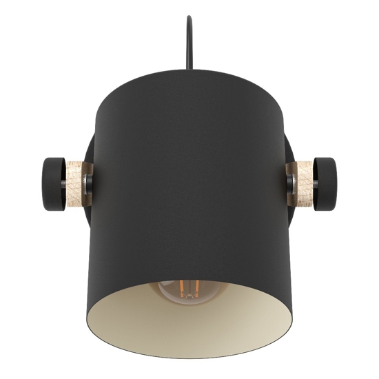 Applique legno e metallo nero a spot orientabile per comodino camera da letto eglo hornwood