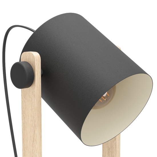 Piantana lampada da terra in legno con spot nero da lettura eglo hornwood