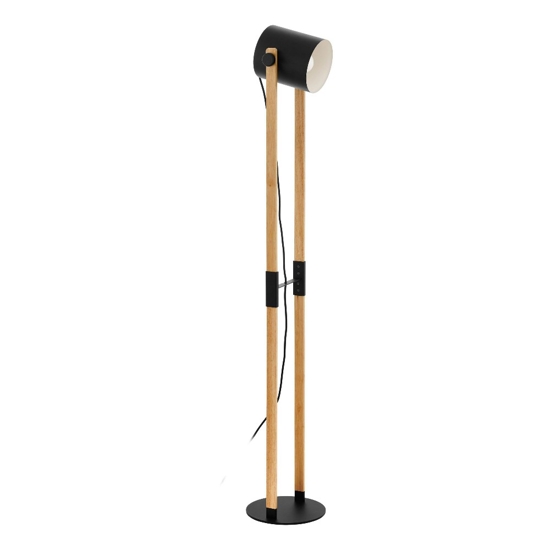 Piantana lampada da terra in legno con spot nero da lettura eglo hornwood
