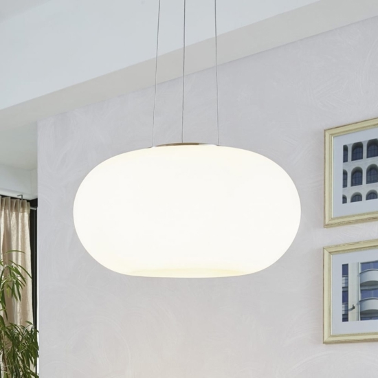 Optica eglo lampadario moderno a sospensione sfera vetro bianco