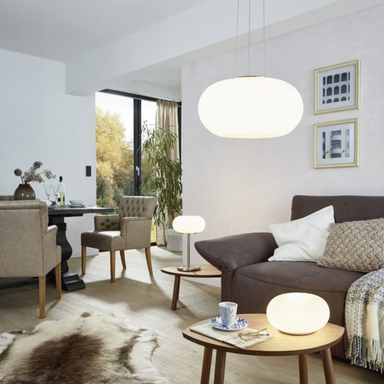 Optica eglo lampadario moderno a sospensione sfera vetro bianco