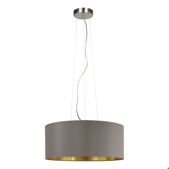 Lampadario cilindro a sospensione in tessuto cappuccino interno oro 53 cm eglo maserlo