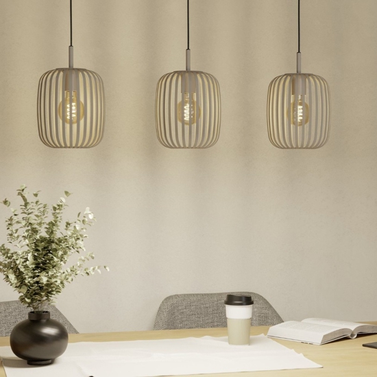 Lampadario 3 pendenti a sospensione sabbia moderno per sala da pranzo eglo romazzina