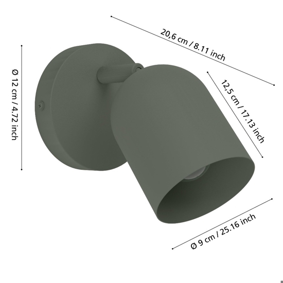 Applique verde con spot orientabile moderna eglo tilston