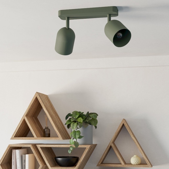 Plafoniera da soffitto verde con 2 faretti orientabili eglo tilston