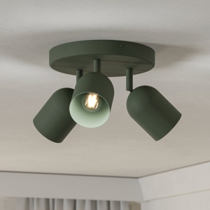 Plafoniera verde con 3 faretti orientabili moderna
