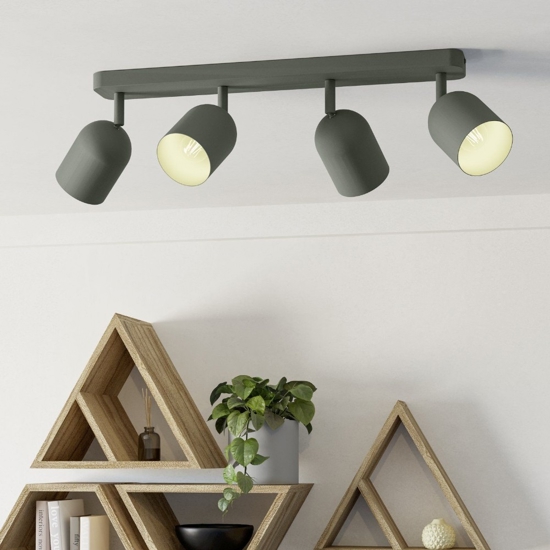 Plafoniera verde con 4 faretti orientabili moderna eglo tilston