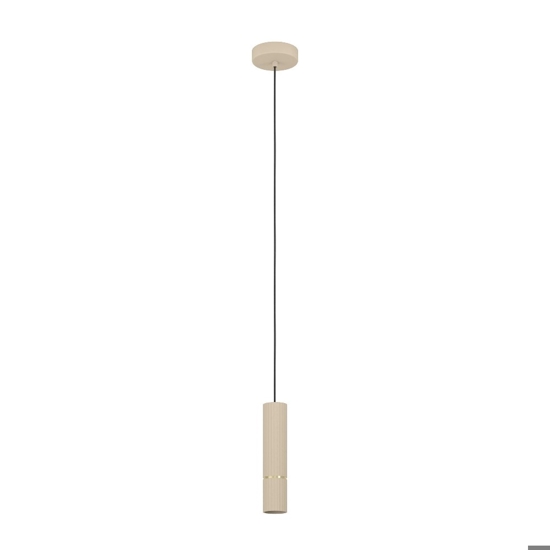 Lampada a sospensione sabbia oro cilindro rigato eglo caminia