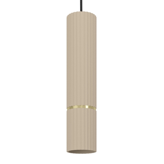 Lampada a sospensione sabbia oro cilindro rigato eglo caminia